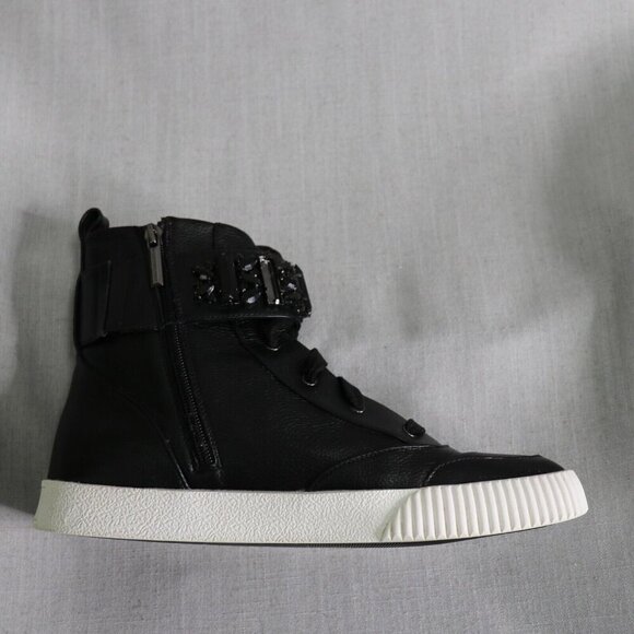 Karl Lagerfeld Hi Top Leather Sneakers Mens 10 Zip Up Black FLASH SALE - Picture 10 of 16